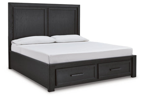 Foyland Black/brown Panel Storage Bedroom Set - Ella Furniture