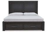 Foyland Black/brown Panel Storage Bedroom Set - Ella Furniture