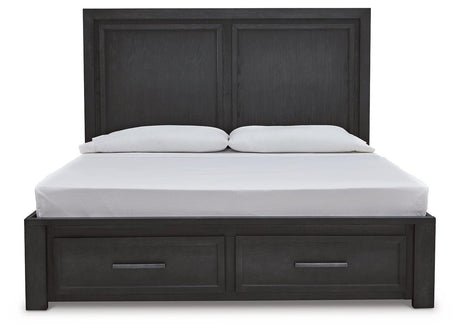Foyland Black/brown Panel Storage Bedroom Set - Ella Furniture