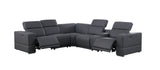 Franco 6-Piece Dark Grey Italian Leather Match Power Reclining Sectional with Storage Console and Cupholders view 8