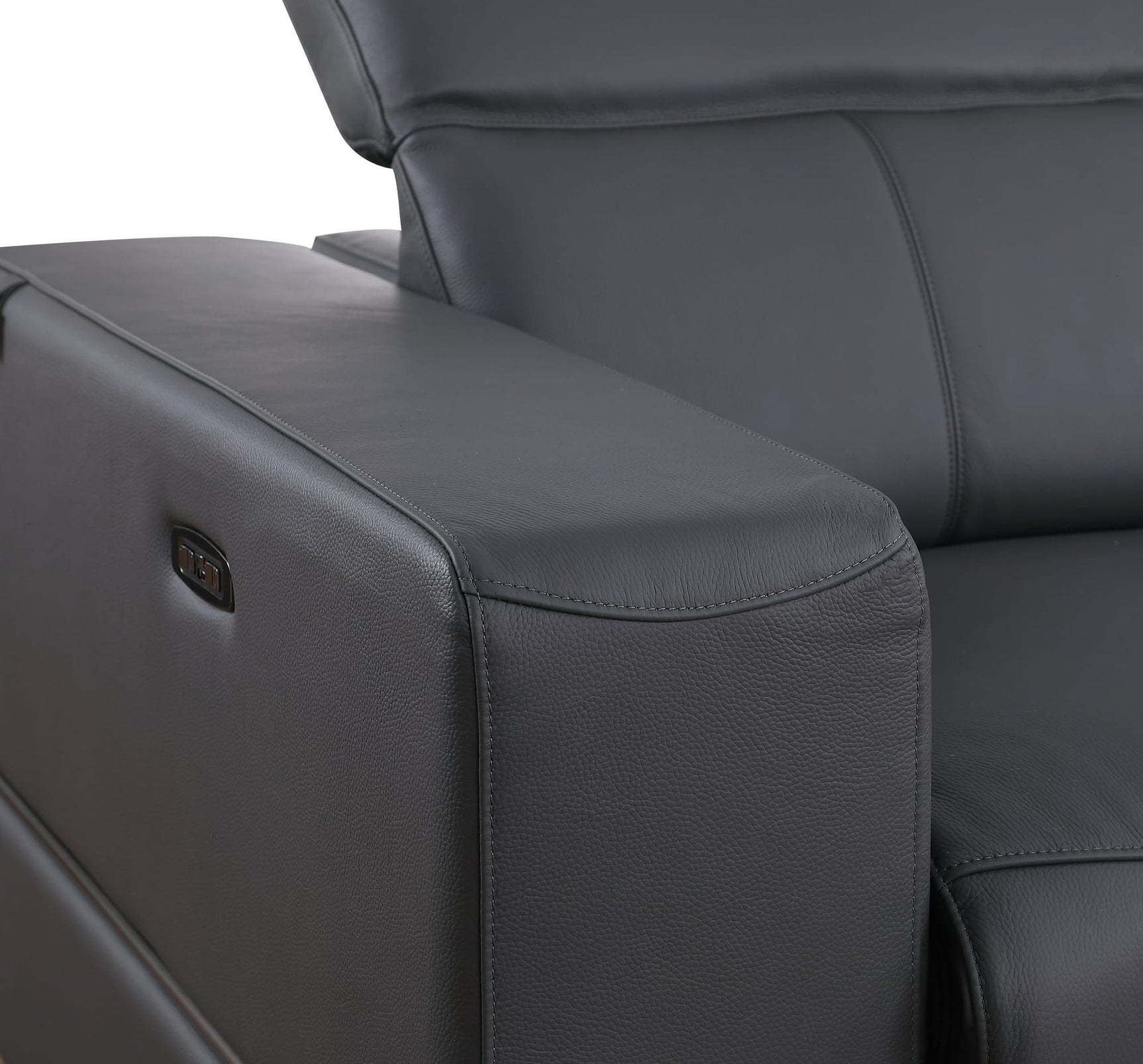 Franco 7-Piece Dark Grey Italian Leather Match Power Reclining Sectional with 3 Power Seats and Storage Console view 10