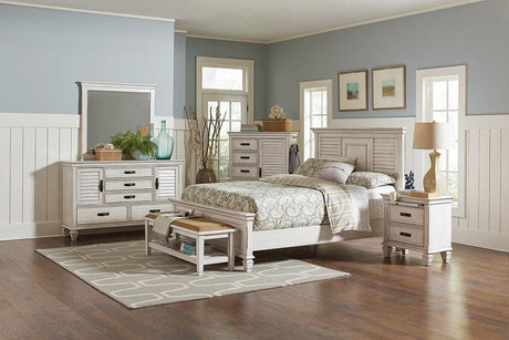 Franco Antique White Panel Bedroom Set - Ella Furniture