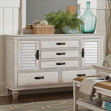 Franco Antique White Panel Bedroom Set - Ella Furniture