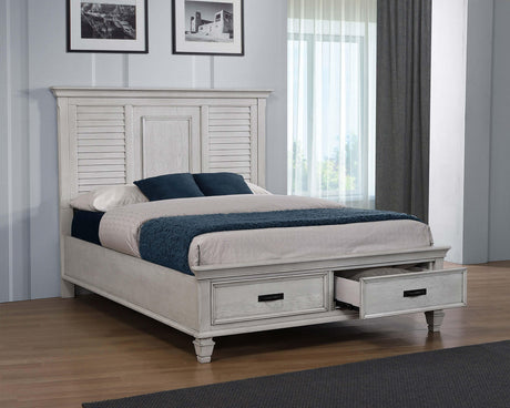 Franco Antique White Storage Bedroom Set - Ella Furniture