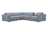 Franco II 6-Piece Light Blue Italian Top Grain Leather Power Reclining Sectional with Wireless Charging view 2