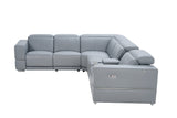 Franco II 6-Piece Light Blue Italian Top Grain Leather Power Reclining Sectional with Wireless Charging view 3