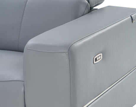 Franco II 6-Piece Light Blue Italian Top Grain Leather Power Reclining Sectional with Wireless Charging view 4