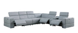 Franco II 7-Piece Light Blue Italian Top Grain Leather Power Reclining Sectional with 3 Power Seats and Wireless Charging view 2