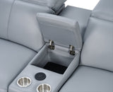 Franco II 7-Piece Light Blue Italian Top Grain Leather Power Reclining Sectional with 3 Power Seats and Wireless Charging view 6