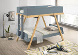 Frankie Wood Twin Over Twin Bunk Bed Van Courtland Blue And Natural 460572T - Ella Furniture