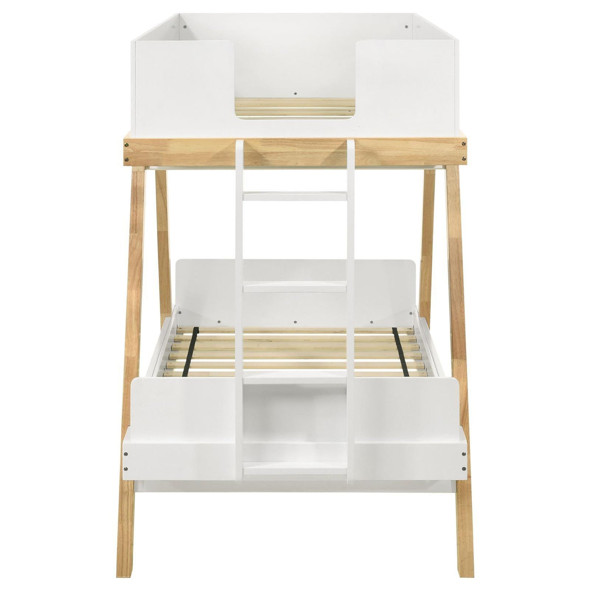 Frankie Wood Twin Over Twin Bunk Bed White And Natural 460570T - Ella Furniture