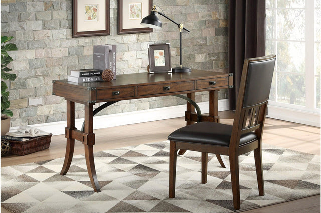 Frazier Park Brown Cherry Modern Traditional Solid Wood Mindy Veneer 3 Drawers Writing Desk - Ella Furniture