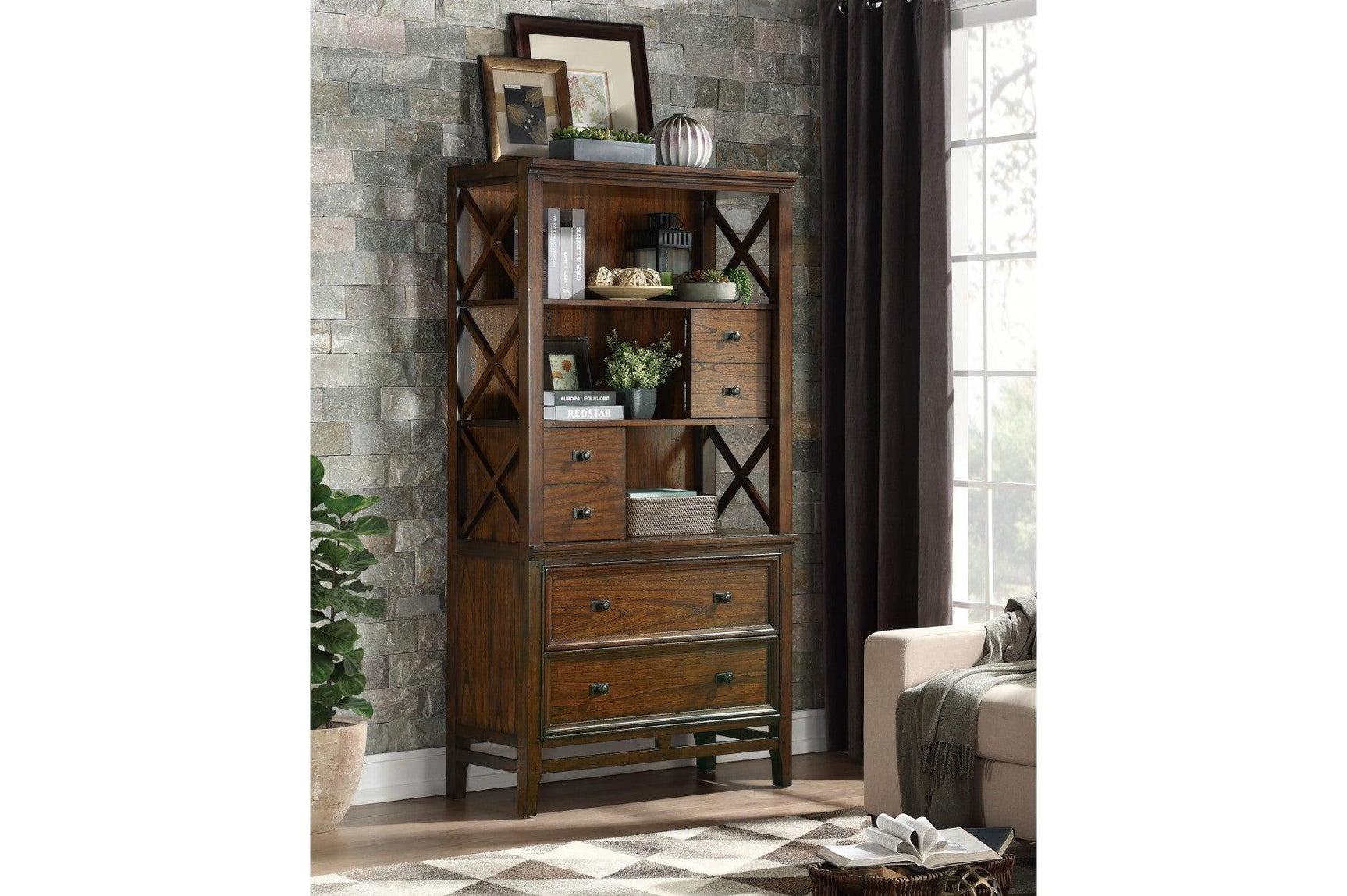 Frazier Park Brown Cherry Modern Traditional Solid Wood Mindy Veneer 3 Drawers Writing Desk - Ella Furniture