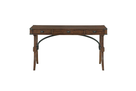 Frazier Park Brown Cherry Modern Traditional Solid Wood Mindy Veneer 3 Drawers Writing Desk - Ella Furniture