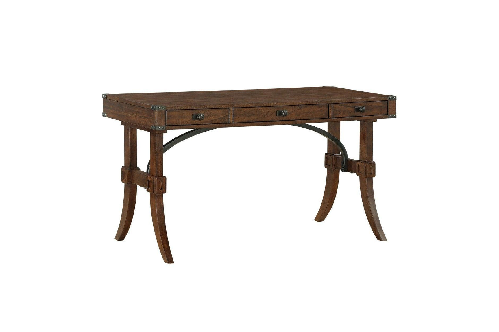 Frazier Park Brown Cherry Modern Traditional Solid Wood Mindy Veneer 3 Drawers Writing Desk - Ella Furniture