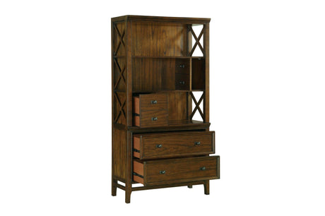 Frazier Park Brown Cherry Modern Traditional Solid Wood Mindy Veneer 3 Drawers Writing Desk - Ella Furniture