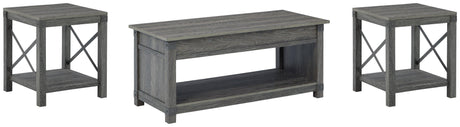 Freedan Grayish Brown Coffee Table With 2 End Tables - Ella Furniture