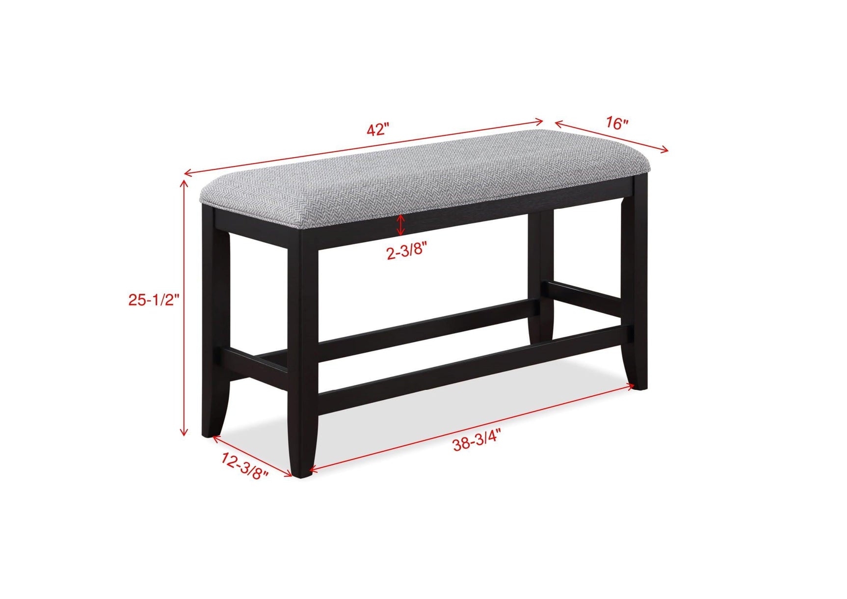 Frey Black-Gray Fabric Seat Rectangular Counter Height Dining Room Set - Ella Furniture