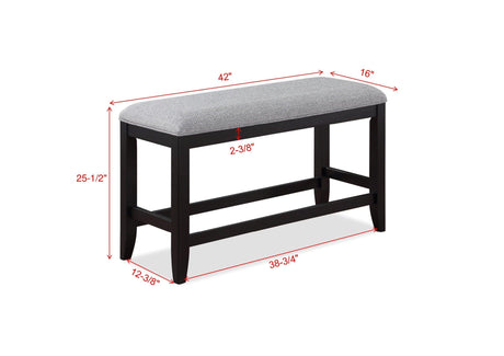 Frey Black-Gray Fabric Seat Rectangular Counter Height Dining Room Set - Ella Furniture