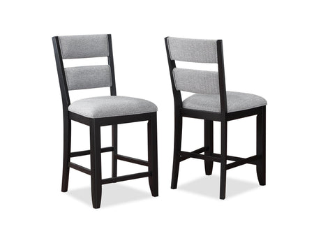 Frey Black-Gray Fabric Seat Rectangular Counter Height Dining Room Set - Ella Furniture