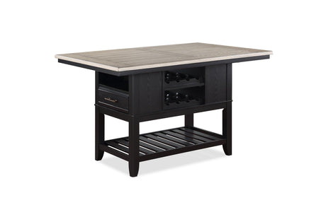 Frey Black-Gray Fabric Seat Rectangular Counter Height Dining Room Set - Ella Furniture