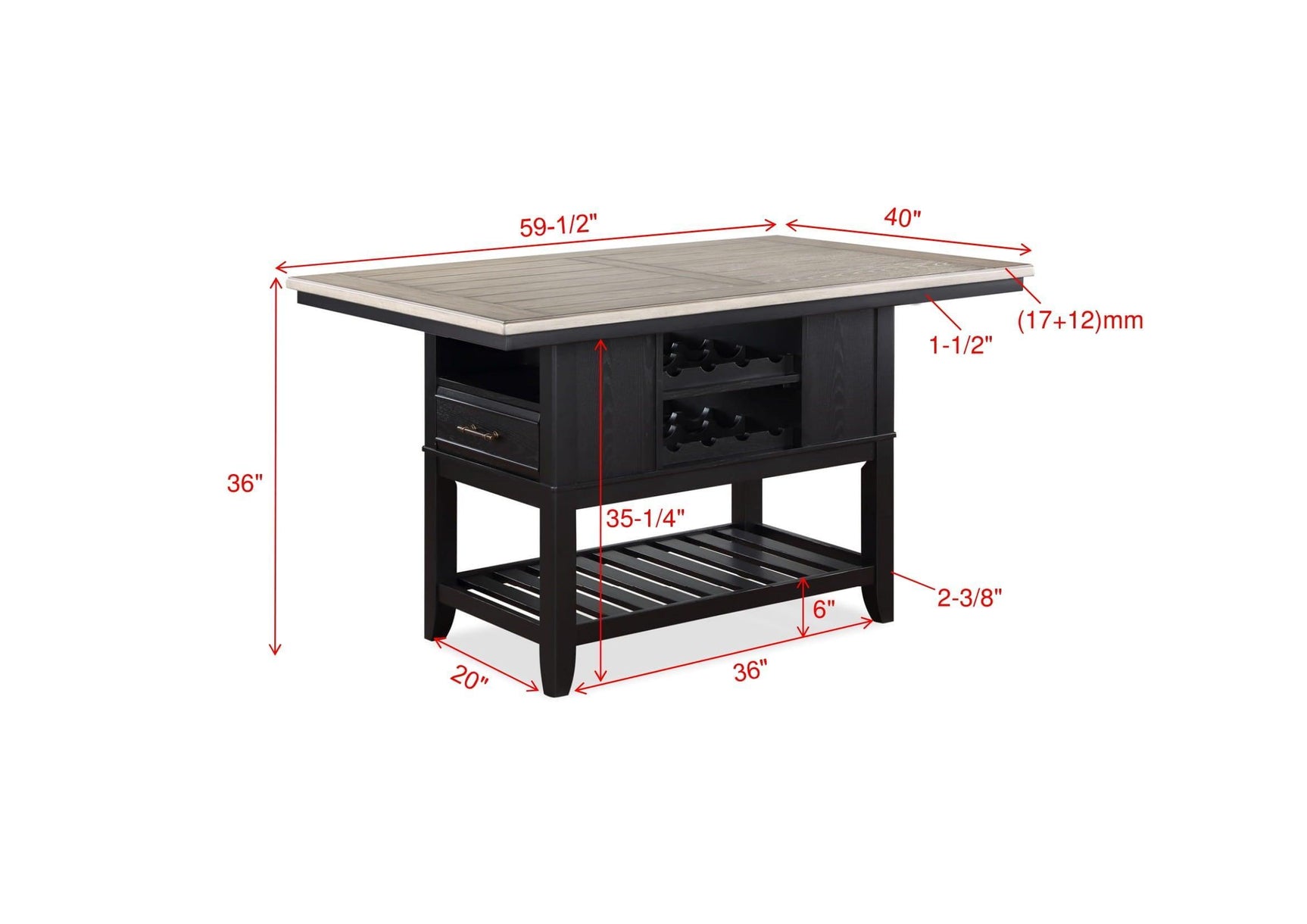 Frey Black-Gray Fabric Seat Rectangular Counter Height Dining Room Set - Ella Furniture