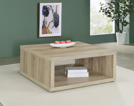 Frisco Square Engineered Wood Coffee Table Distressed Pine 710518 - Ella Furniture
