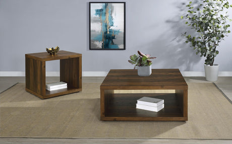 Frisco Square Engineered Wood Side End Table Dark Pine 710507 - Ella Furniture