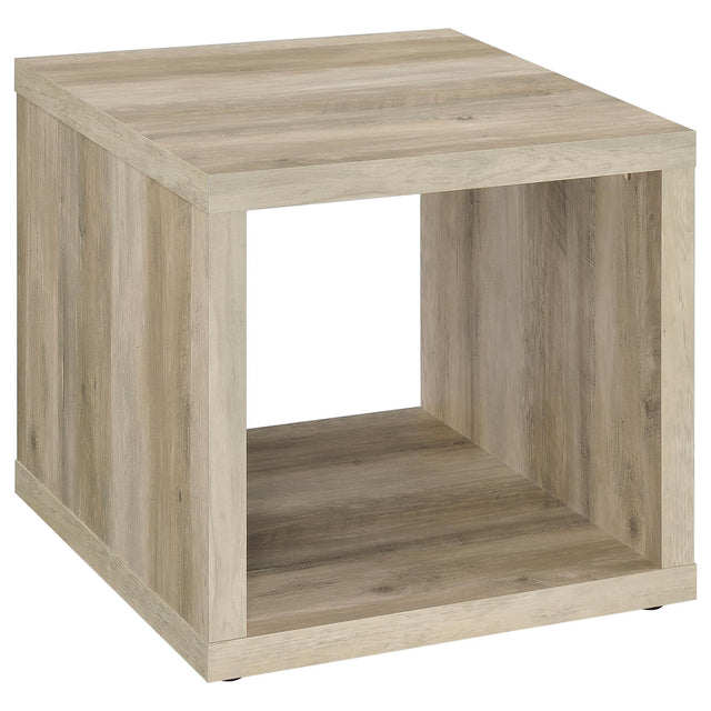 Frisco Square Engineered Wood Side End Table Distressed Pine 710517 - Ella Furniture