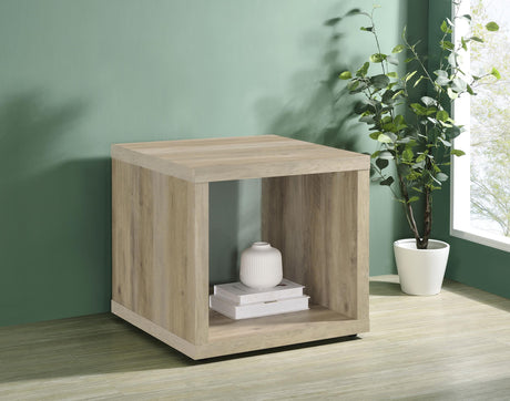 Frisco Square Engineered Wood Side End Table Distressed Pine 710517 - Ella Furniture
