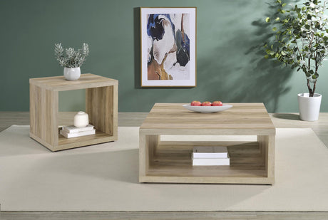 Frisco Square Engineered Wood Side End Table Distressed Pine 710517 - Ella Furniture