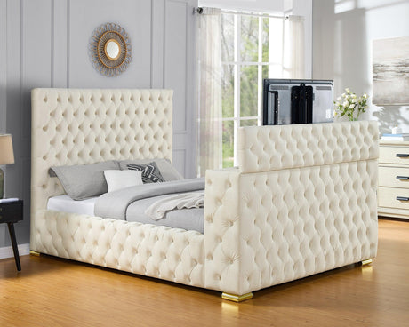 Future Beige Platform King Bed - Ella Furniture
