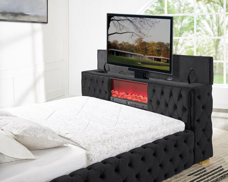Future Black Platform Queen Bed - Ella Furniture