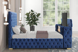 Future Blue Platform Bed - Queen, King (King) - Ella Furniture