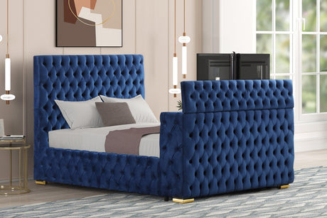 Future Blue Platform Bed - Queen, King (King) - Ella Furniture