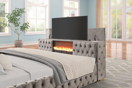 Future Gray Platform Bed - Queen, King (Queen) - Ella Furniture