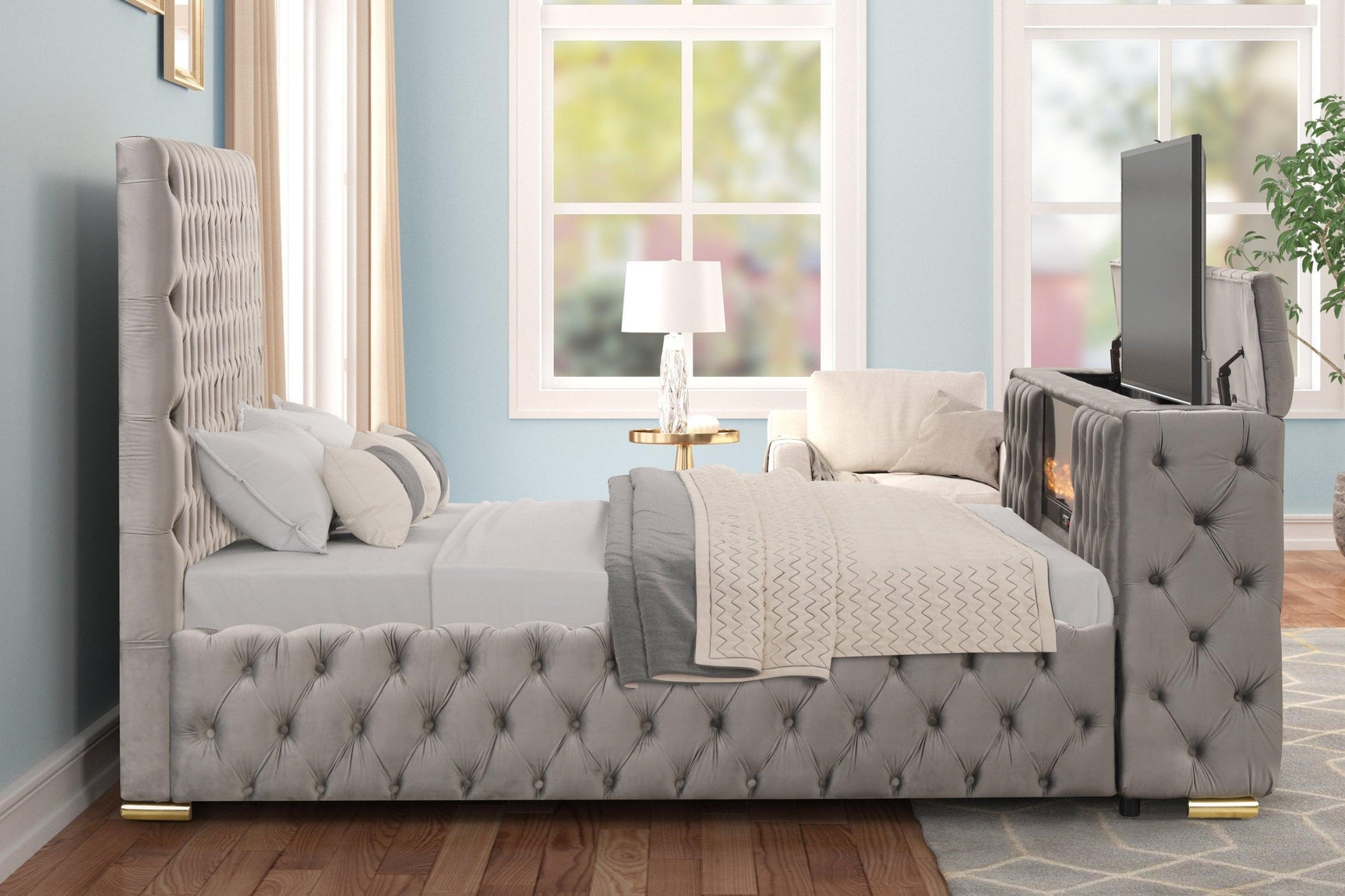 Future Gray Platform Bed - Queen, King (Queen) - Ella Furniture