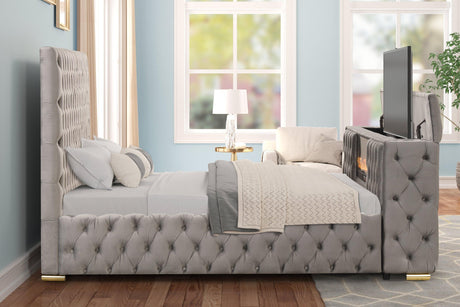 Future Gray Platform Bed - Queen, King (Queen) - Ella Furniture