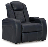 Fyne-dyme Sapphire Faux Leather Power Recliner - Ella Furniture