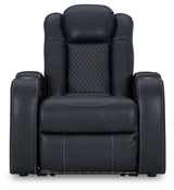 Fyne-dyme Sapphire Faux Leather Power Recliner - Ella Furniture