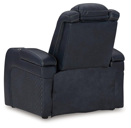 Fyne-dyme Sapphire Faux Leather Power Recliner - Ella Furniture