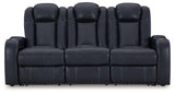 Fyne-dyme Sapphire Faux Leather Power Reclining Sofa - Ella Furniture