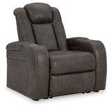 Fyne-dyme Shadow Faux Leather Power Recliner - Ella Furniture