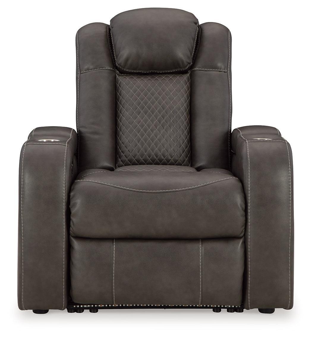 Fyne-dyme Shadow Faux Leather Power Recliner - Ella Furniture