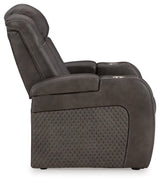 Fyne-dyme Shadow Faux Leather Power Recliner - Ella Furniture