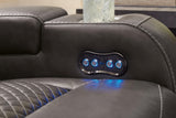 Fyne-dyme Shadow Faux Leather Power Reclining Loveseat With Console - Ella Furniture