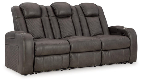 Fyne-dyme Shadow Faux Leather Power Reclining Sofa - Ella Furniture