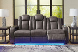 Fyne-dyme Shadow Faux Leather Power Reclining Sofa - Ella Furniture
