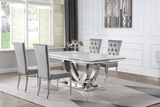 G111101 White Genuine Marble Rectangular Dining Room Set - Ella Furniture