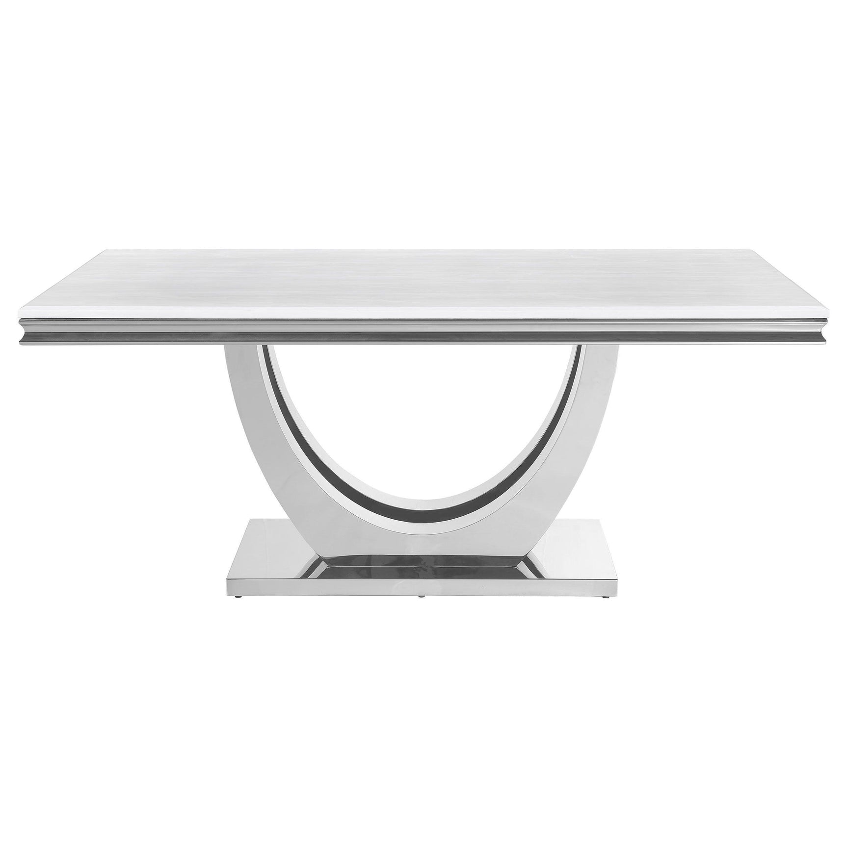 G111101 White Genuine Marble Rectangular Dining Room Set - Ella Furniture